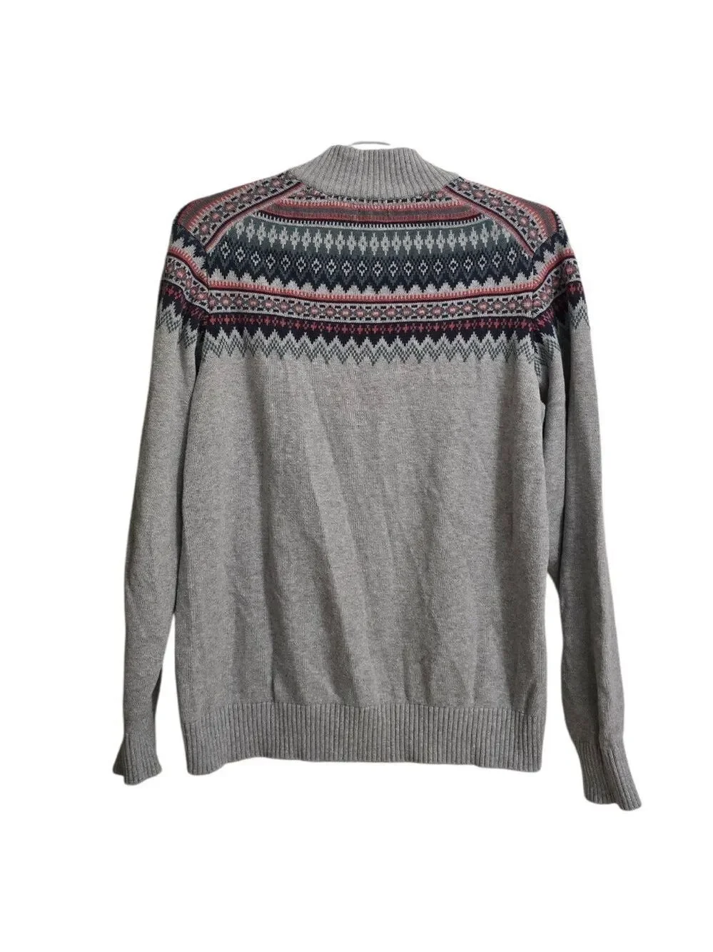 Izod Saltwater Harbor Fair Isle Quarter Button Knit Sweater Sz XL
